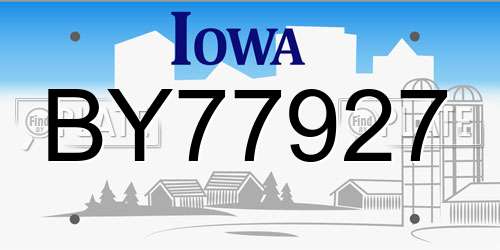 BY77927 Iowa License Plate