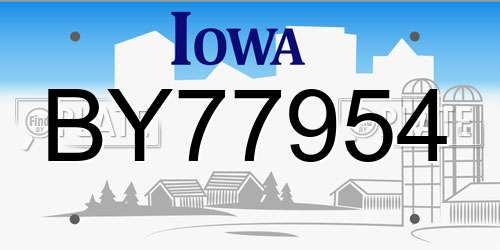 BY77954 Iowa License Plate