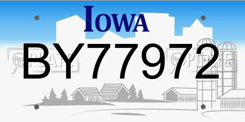 BY77972 Iowa License Plate