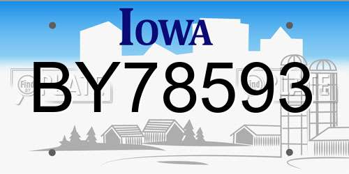 BY78593 Iowa License Plate