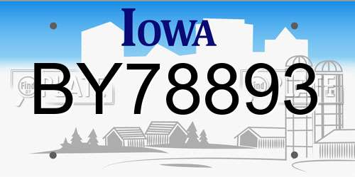 BY78893 Iowa License Plate
