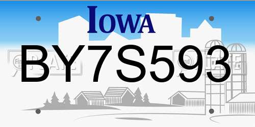 BY7S593 Iowa License Plate