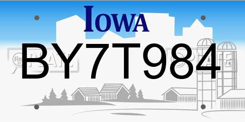 BY7T984 Iowa License Plate