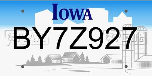 BY7Z927 Iowa License Plate