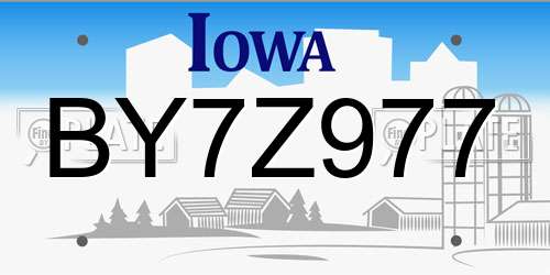 BY7Z977 Iowa License Plate