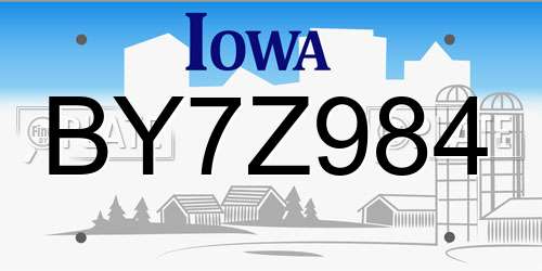 BY7Z984 Iowa License Plate