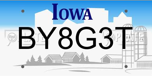 BY8G3T Iowa License Plate