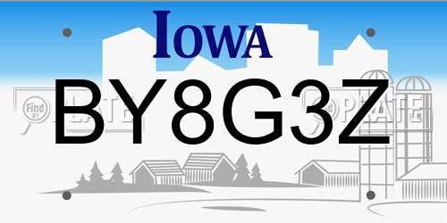 BY8G3Z Iowa License Plate
