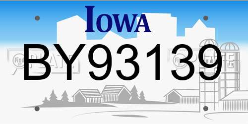 BY93139 Iowa License Plate
