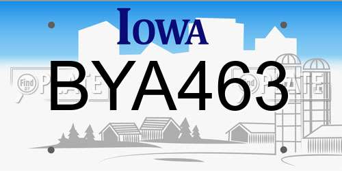 BYA463 Iowa License Plate