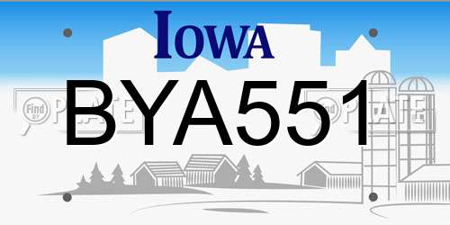 BYA551 Iowa License Plate