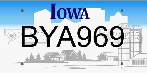 BYA969 Iowa License Plate