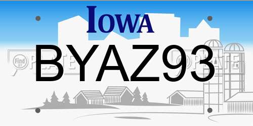 BYAZ93 Iowa License Plate
