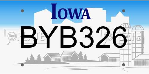 BYB326 Iowa License Plate