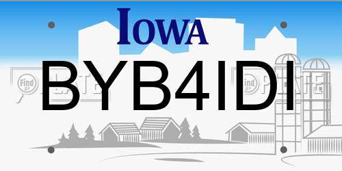 BYB4IDI Iowa License Plate