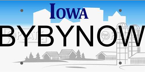 BYBYNOW Iowa License Plate
