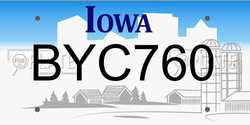 BYC760 Iowa License Plate