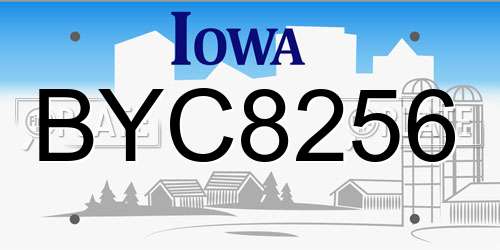 BYC8256 Iowa License Plate