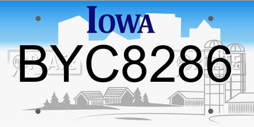 BYC8286 Iowa License Plate