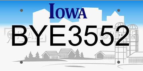 BYE3552 Iowa License Plate