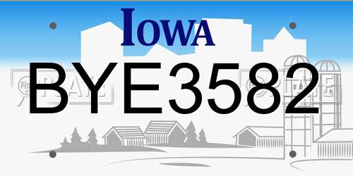 BYE3582 Iowa License Plate