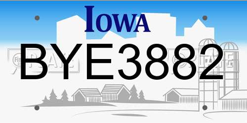 BYE3882 Iowa License Plate