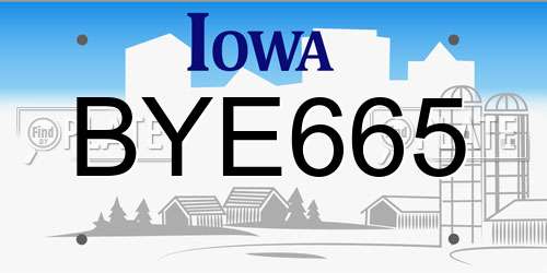 BYE665 Iowa License Plate