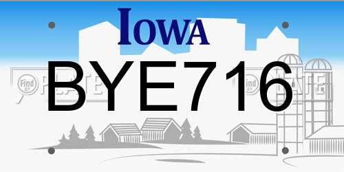BYE716 Iowa License Plate