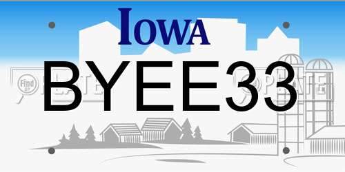 BYEE33 Iowa License Plate