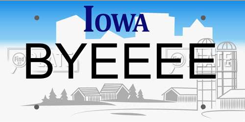 BYEEEE Iowa License Plate