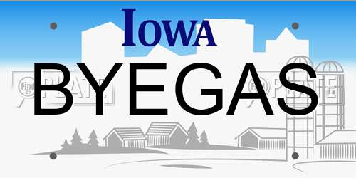 BYEGAS Iowa License Plate