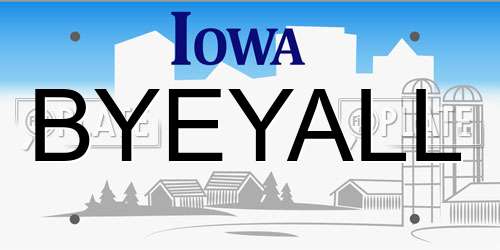 BYEYALL Iowa License Plate