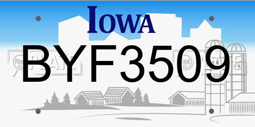 BYF3509 Iowa License Plate