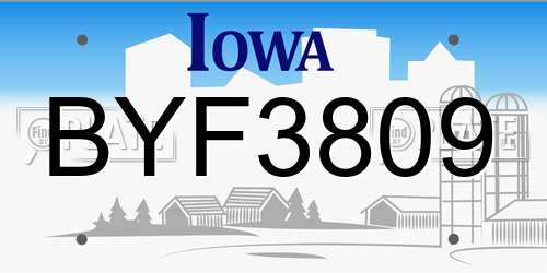 BYF3809 Iowa License Plate