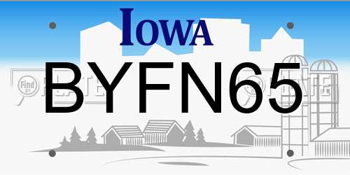 BYFN65 Iowa License Plate
