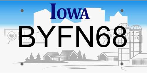 BYFN68 Iowa License Plate