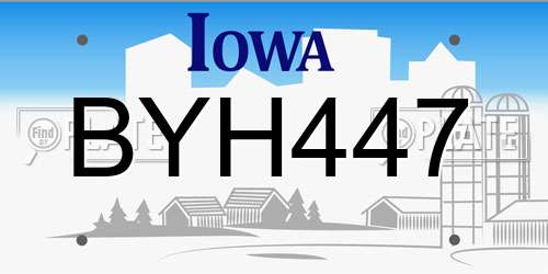 BYH447 Iowa License Plate