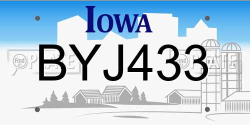 BYJ433 Iowa License Plate