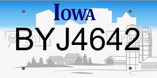 BYJ4642 Iowa License Plate