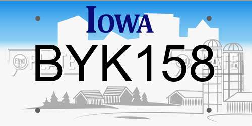 BYK158 Iowa License Plate