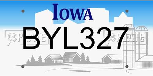 BYL327 Iowa License Plate