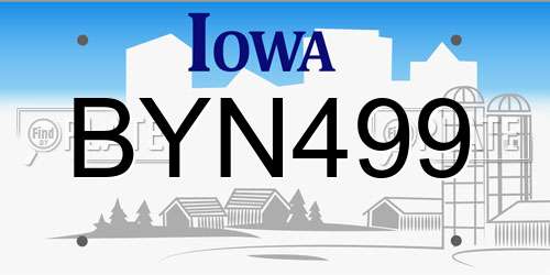 BYN499 Iowa License Plate