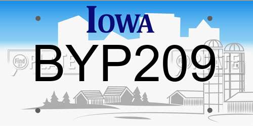 BYP209 Iowa License Plate