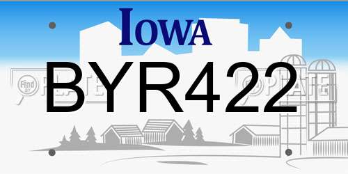 BYR422 Iowa License Plate