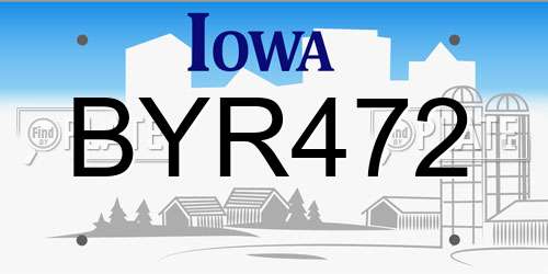 BYR472 Iowa License Plate