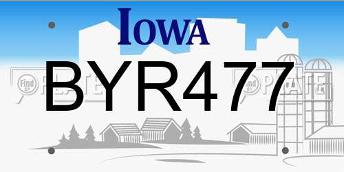 BYR477 Iowa License Plate