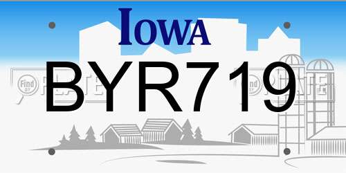 BYR719 Iowa License Plate