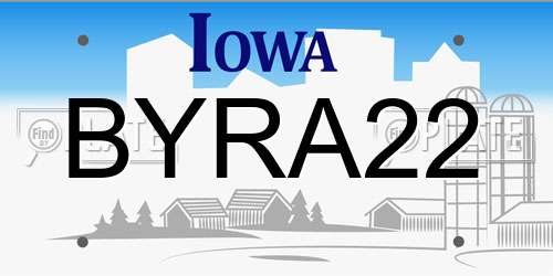 BYRA22 Iowa License Plate