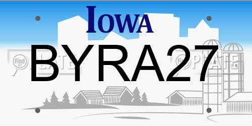 BYRA27 Iowa License Plate