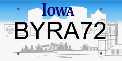BYRA72 Iowa License Plate